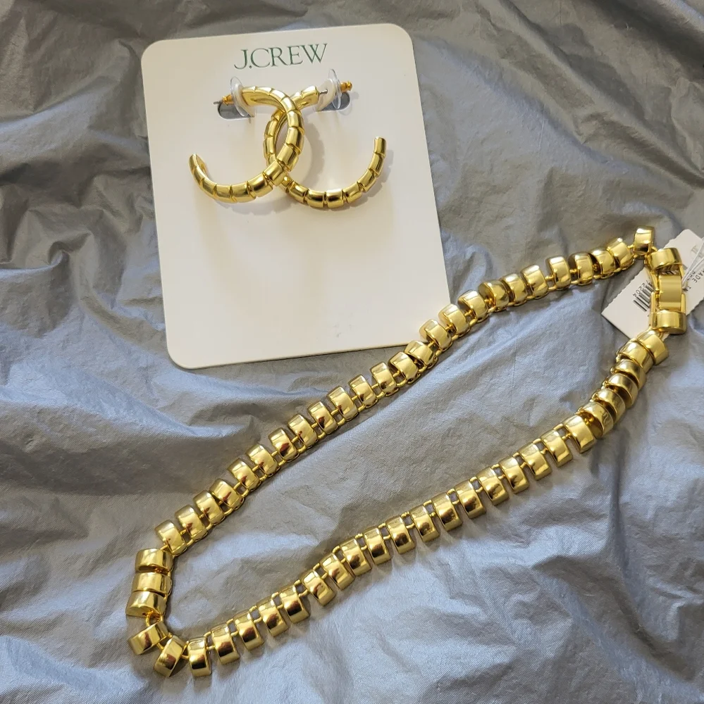 Jcrew Gold Ridged Necklace